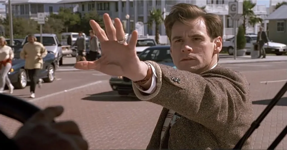 Still from The Truman Show illustrating Truman Becomes Aware
