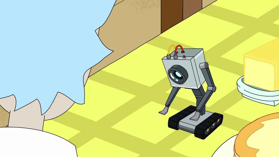 Still from Rick and Morty illustrating Butter-Passing Robot