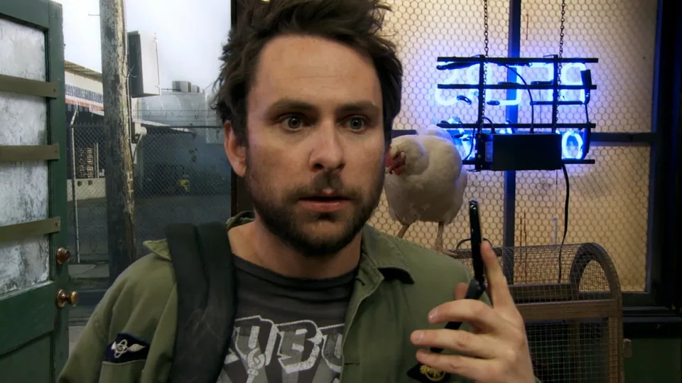 Still from It’s Always Sunny in Philadelphia illustrating Charlie Hides the Violations