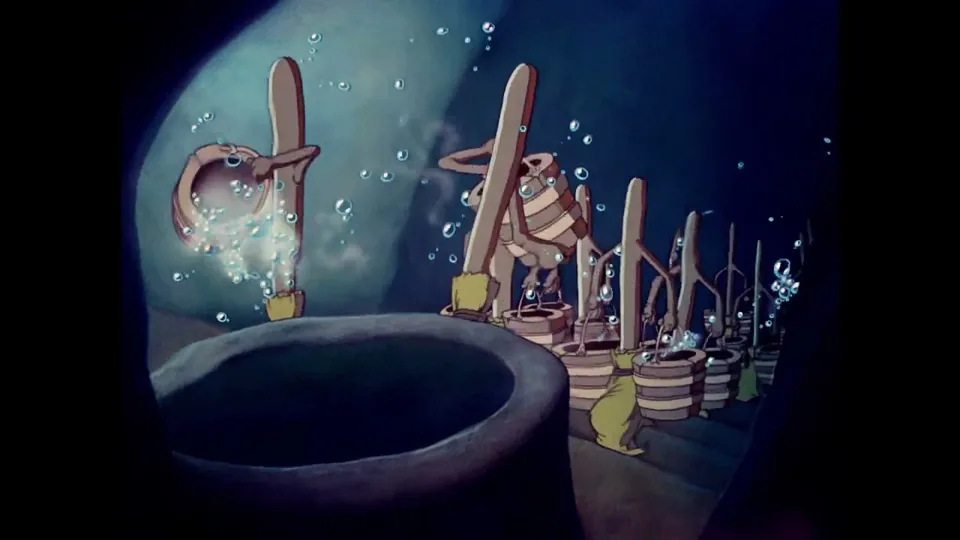Still from Fantasia illustrating Mickey’s Runaway Brooms