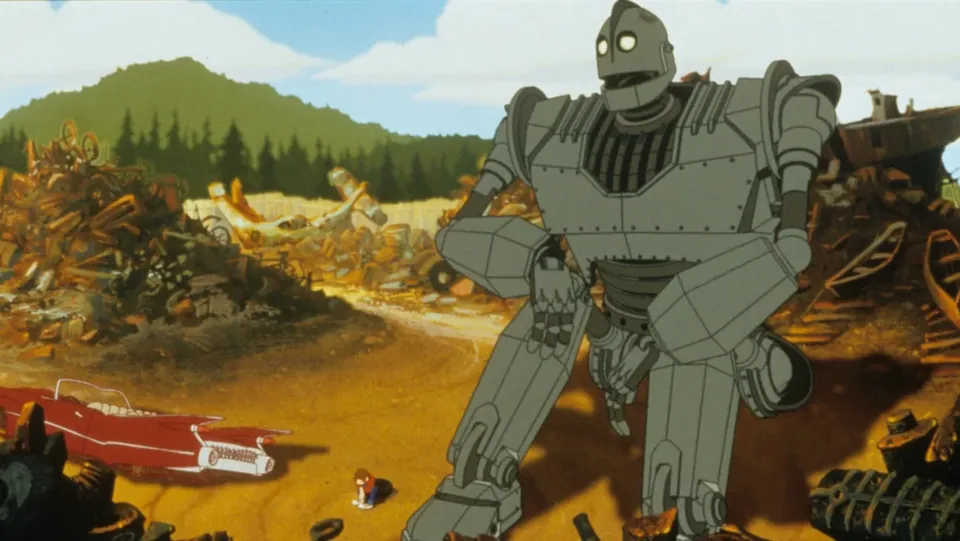 Still from The Iron Giant illustrating The Giant Chooses Superman