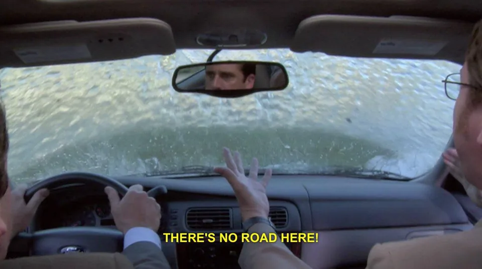 Still from The Office illustrating GPS into the Lake
