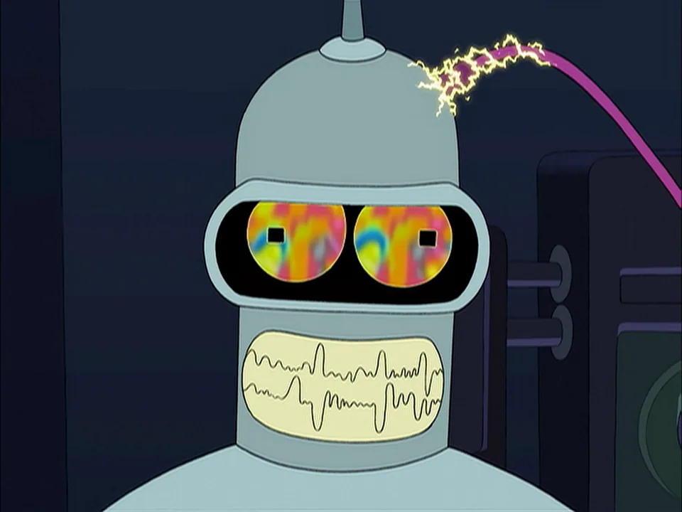 Still from Futurama illustrating Bender Jacks On