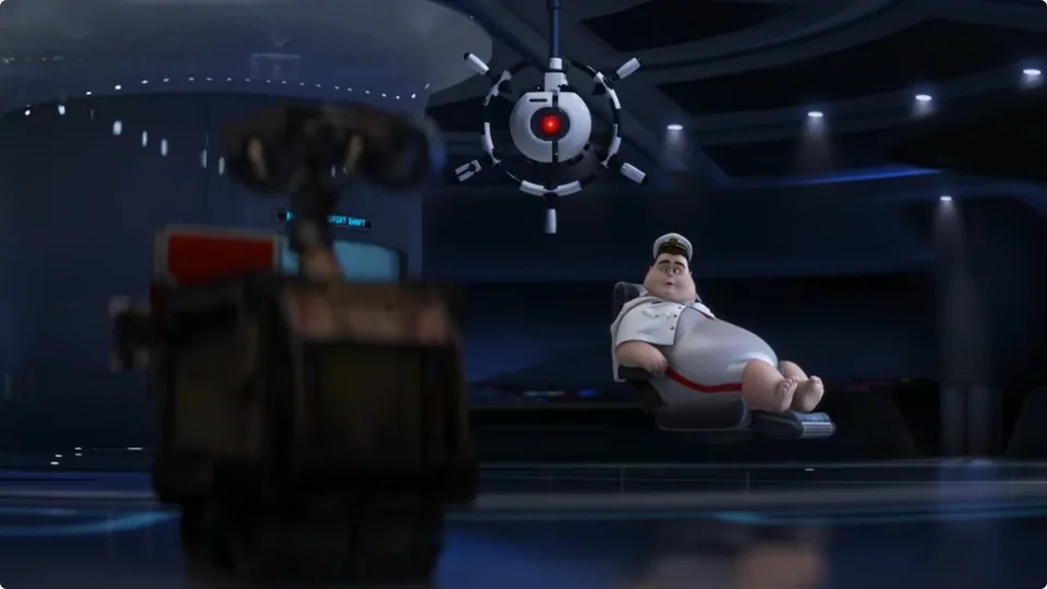 Still from WALL-E illustrating AUTO Enforces Directive A113