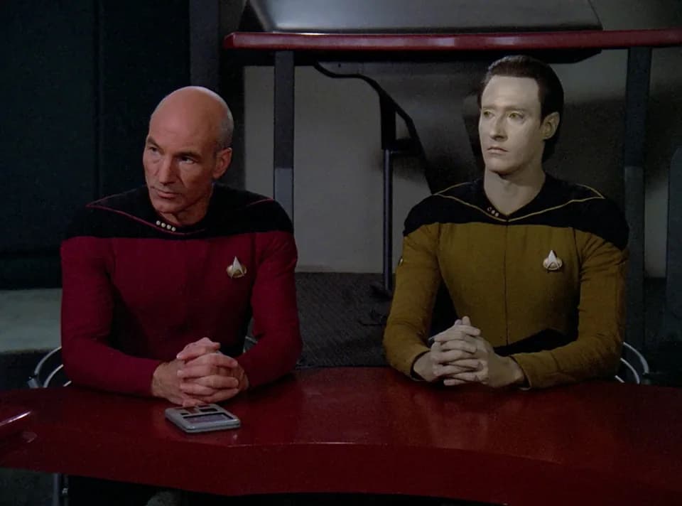 Still from Star Trek: The Next Generation illustrating Data’s Personhood Hearing