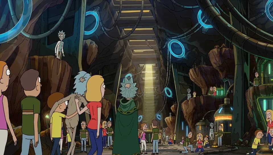 Still from Rick and Morty illustrating The Decoys Trigger an Asimov Cascade