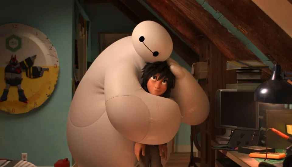 Still from Big Hero 6 illustrating Hiro Removes Baymax’s Chip