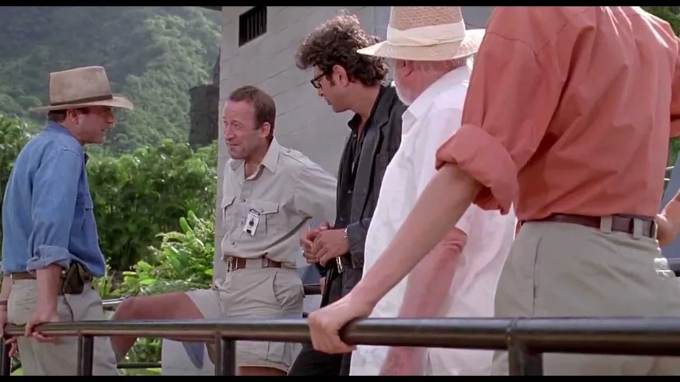 Still from Jurassic Park illustrating The Raptors Test the Fences
