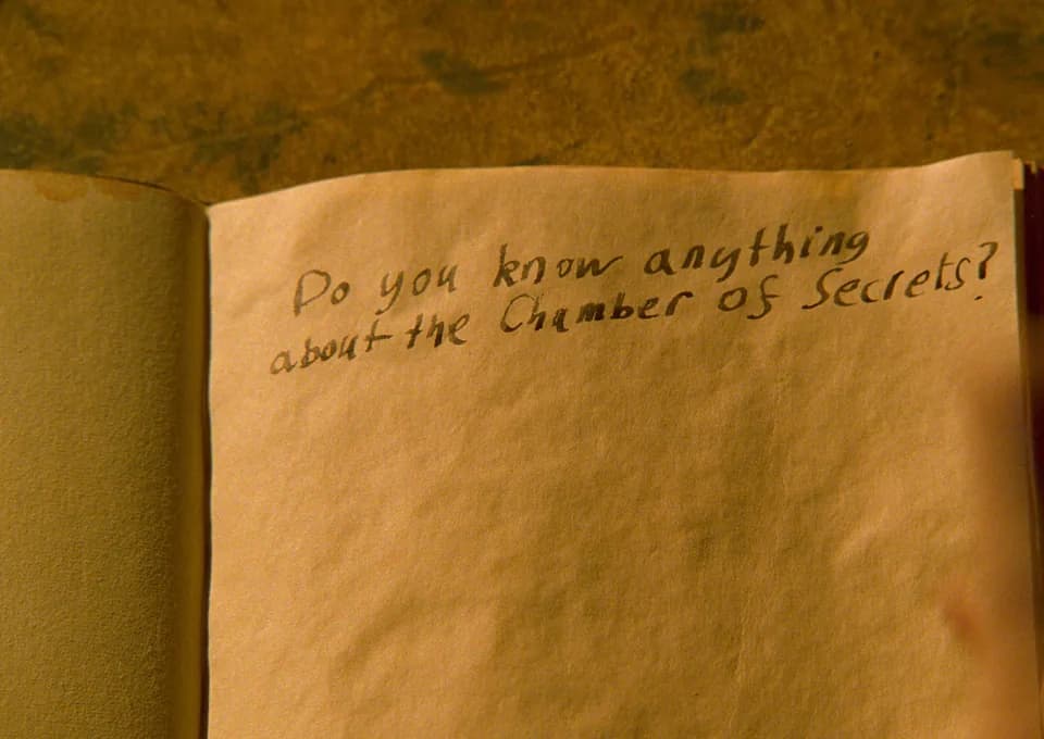 Still from Harry Potter illustrating Tom Riddle’s Diary