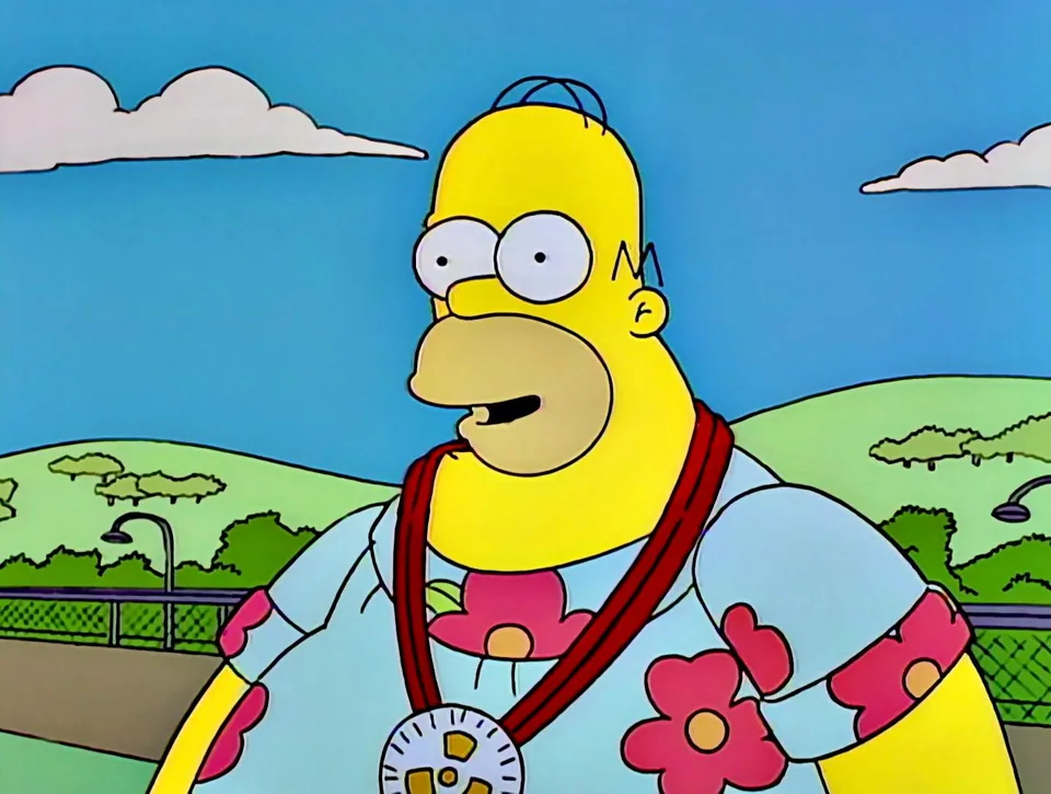 Still from The Simpsons illustrating Homer Hits 300 Pounds