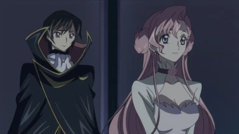 Still from Code Geass illustrating The Accidental Geass Command