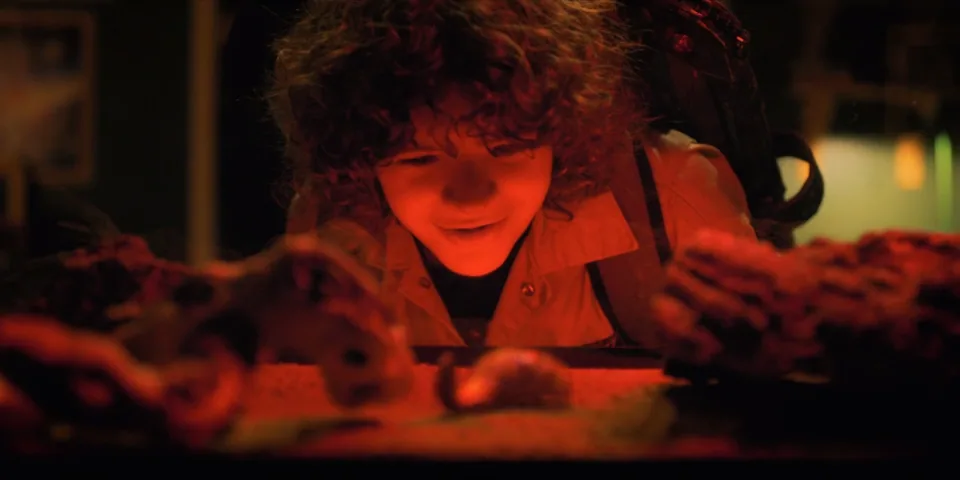 Still from Stranger Things illustrating Dustin Adopts Dart