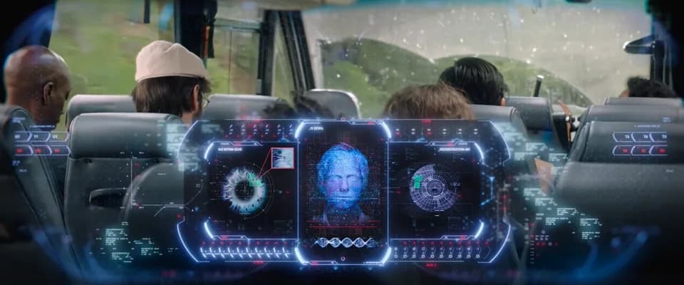 Still from Spider-Man: Far From Home illustrating E.D.I.T.H. Targets Brad