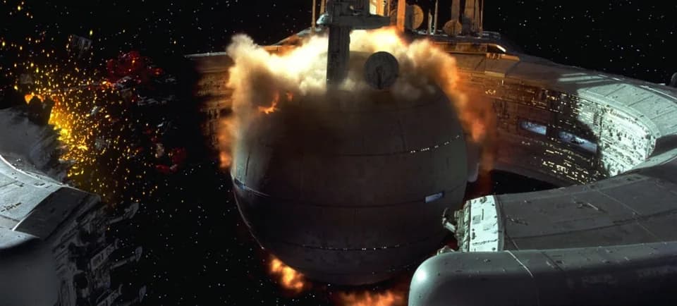 Still from Star Wars illustrating Droid Ship Goes Down