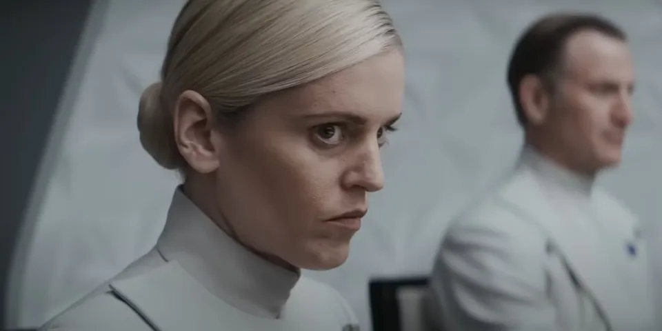 Still from Andor illustrating Dedra Connects the Data Silos