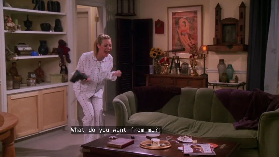 Still from Friends illustrating Immortal Smoke Alarm