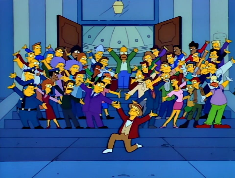 Still from The Simpsons illustrating Lanley Sells the Monorail