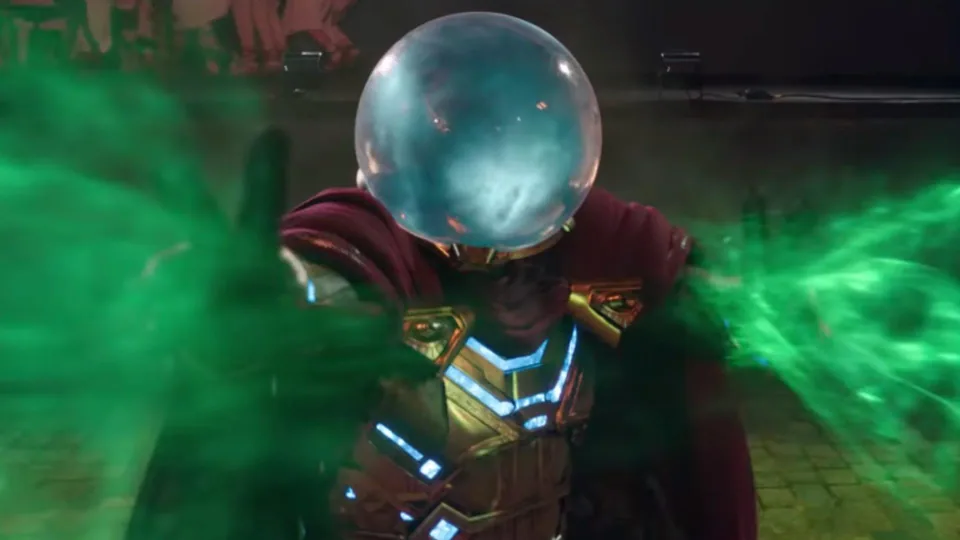 Still from Spider-Man: Far From Home illustrating Mysterio Manufactures a Hero