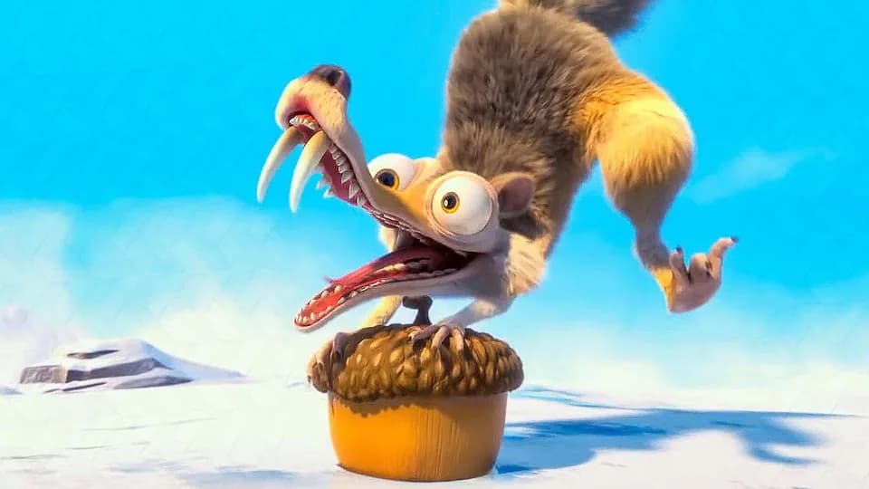 Still from Ice Age: Continental Drift illustrating Scrat Breaks Pangaea