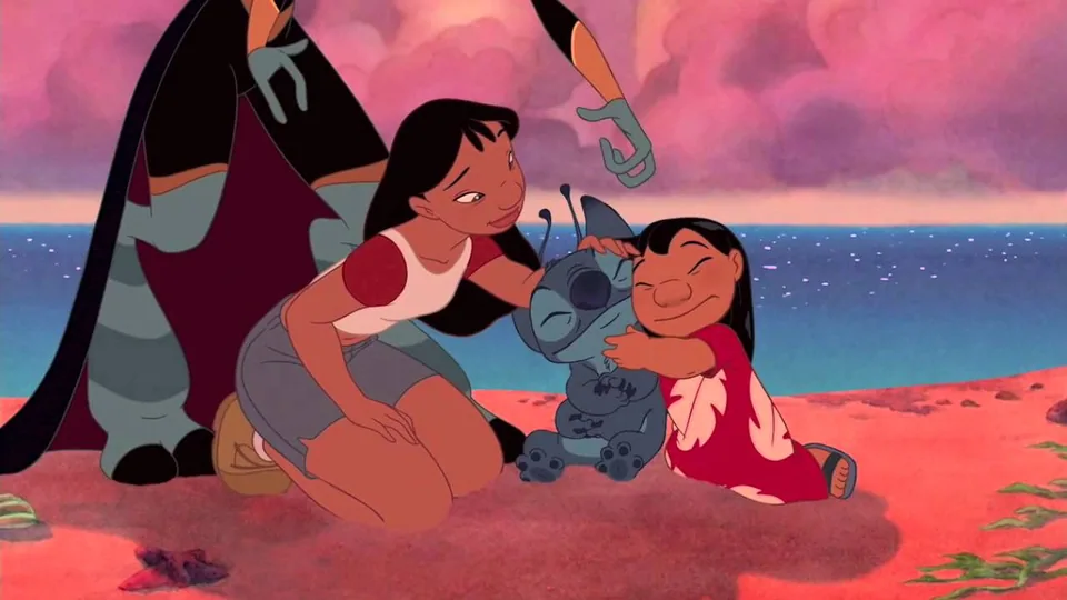 Still from Lilo & Stitch illustrating Stitch Learns 'Ohana