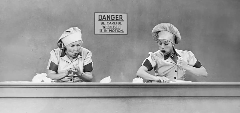 Still from I Love Lucy illustrating Hide the Chocolates