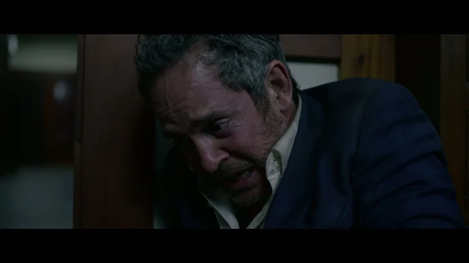 Still from Bird Box illustrating Gary Explains the Threat Model Because He Is the Threat