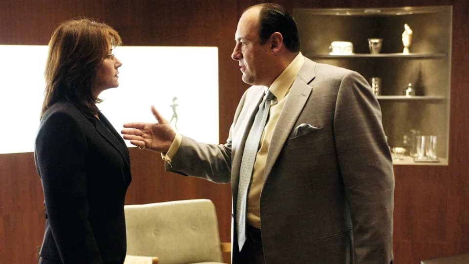 Still from The Sopranos illustrating Melfi Ends Tony’s Therapy