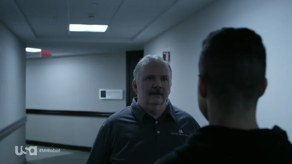 Still from Mr. Robot illustrating Steel Mountain’s Human Attack Surface