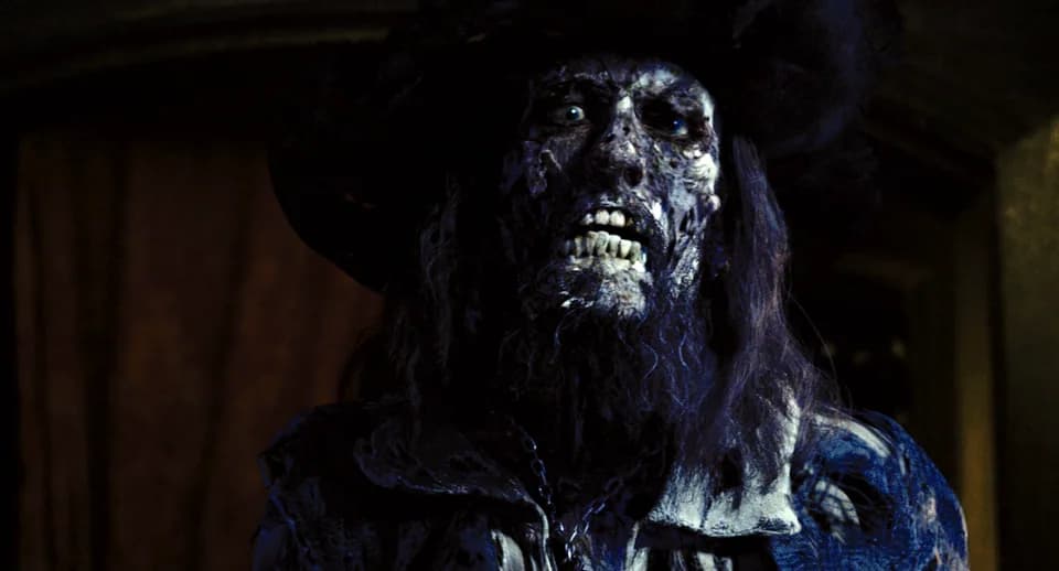 Still from Pirates of the Caribbean: The Curse of the Black Pearl illustrating Cursed Immortality