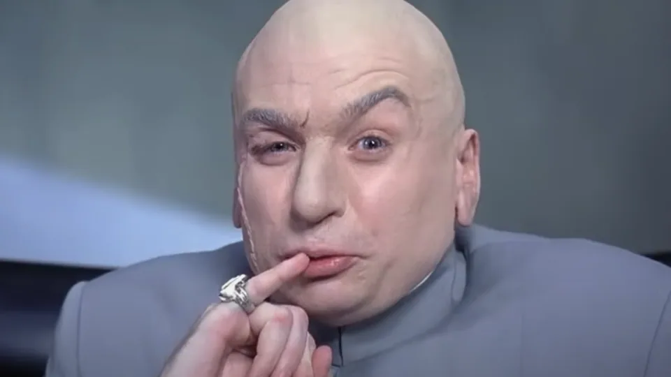 Still from Austin Powers: International Man of Mystery illustrating Dr. Evil’s Outdated Ransom