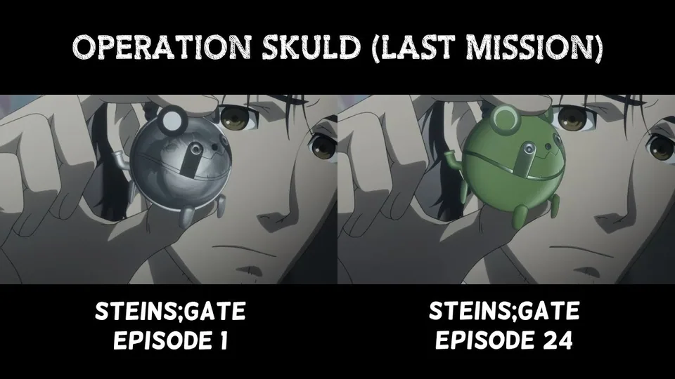 Still from Steins;Gate illustrating Operation Skuld Games the Observation