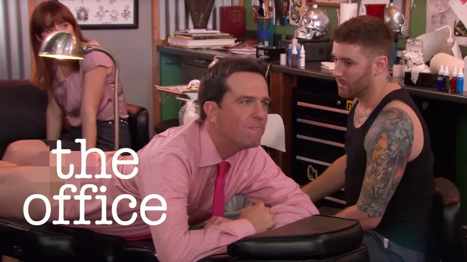 Still from The Office illustrating Andy’s Tattoo Incentive