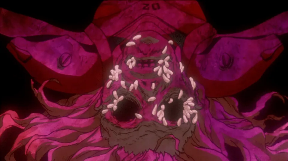 Still from Neon Genesis Evangelion illustrating Unit-01 Eats the S² Engine
