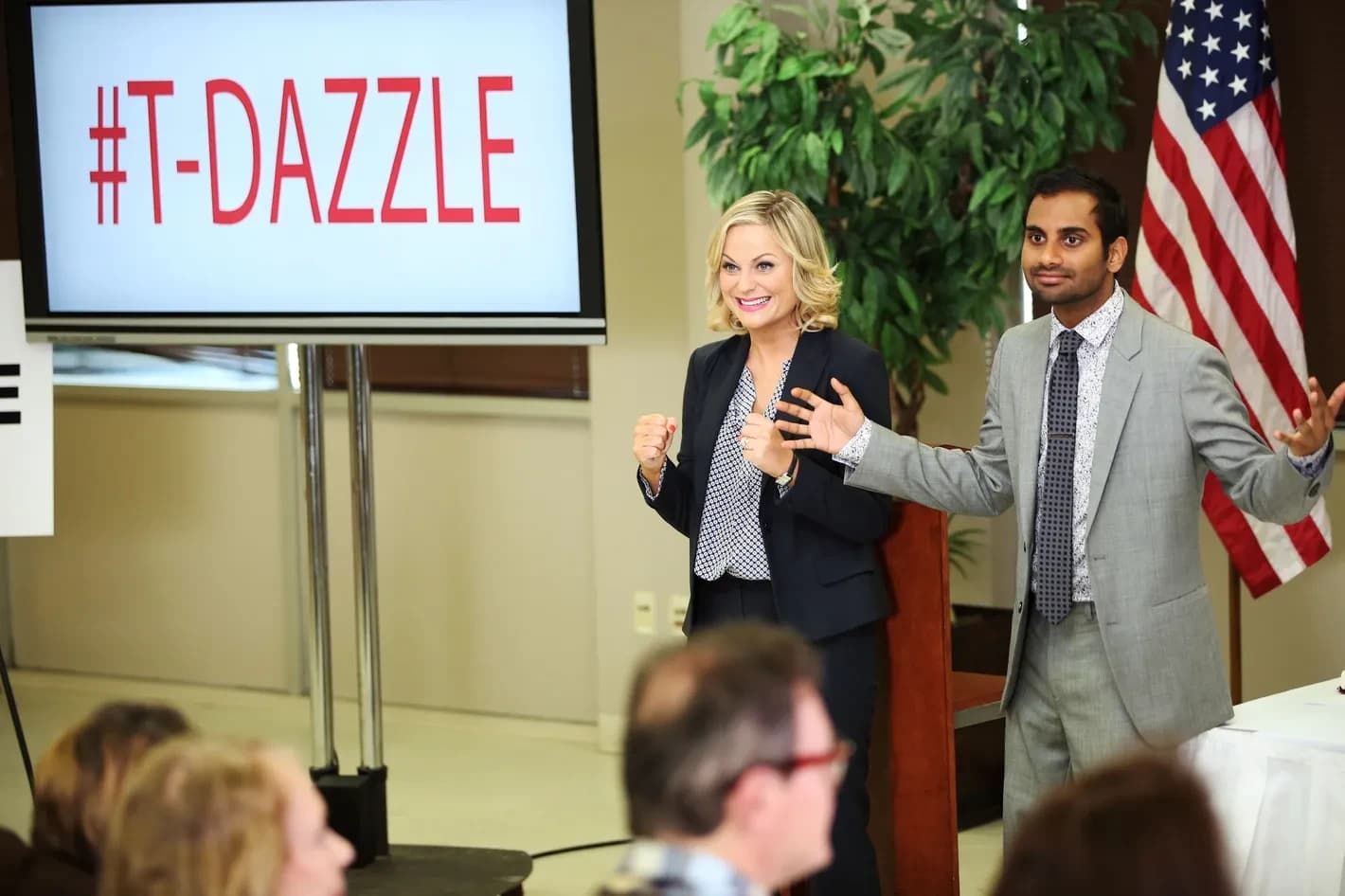 Still from Parks and Recreation illustrating T-Dazzle