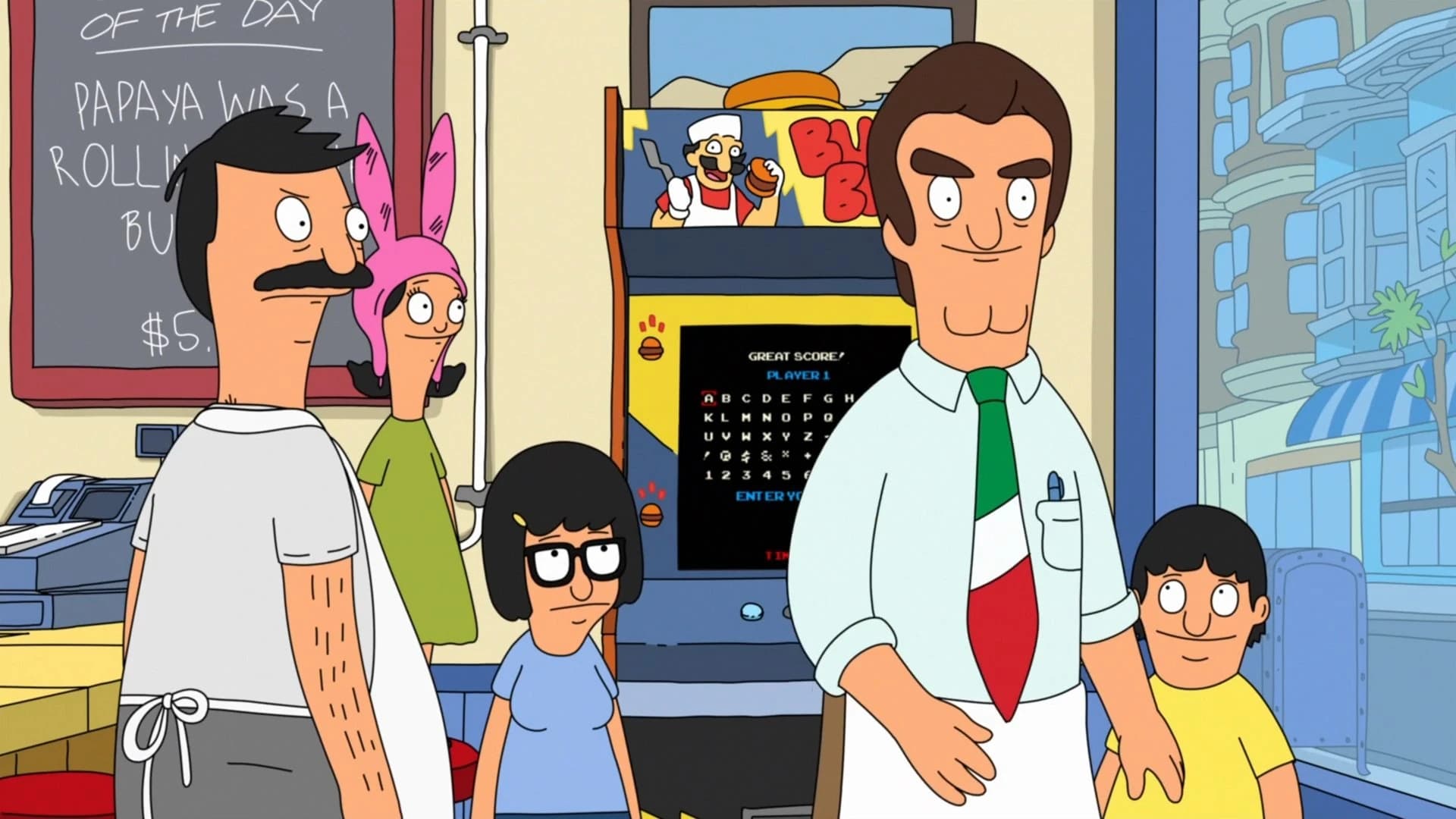Still from Bob's Burgers illustrating Burgerboss