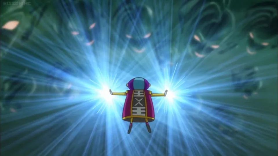 Still from Dragon Ball Super illustrating Zeno Erases the Timeline