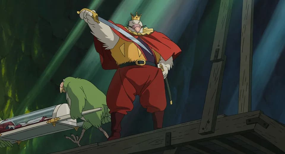 Still from The Boy and the Heron illustrating Parakeet King Rebuilds Reality