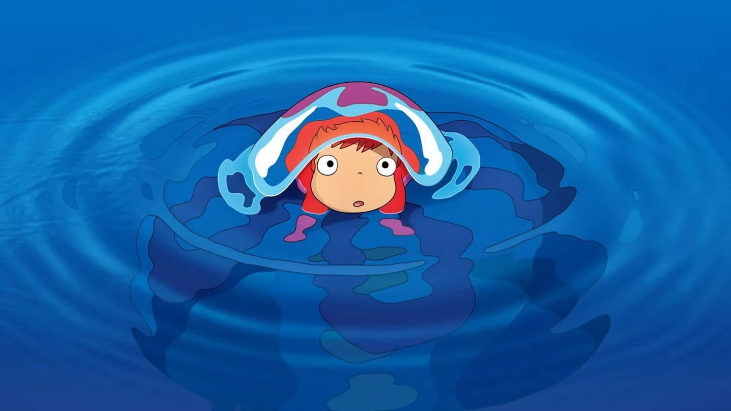 Still from Ponyo illustrating Ponyo’s Tsunami