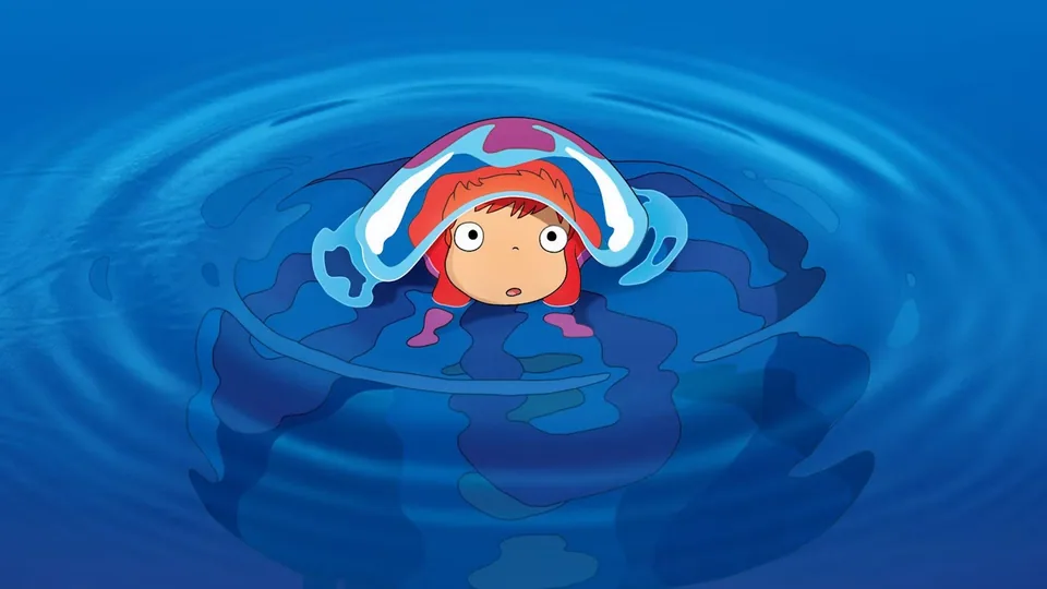 Still from Ponyo illustrating Ponyo’s Tsunami