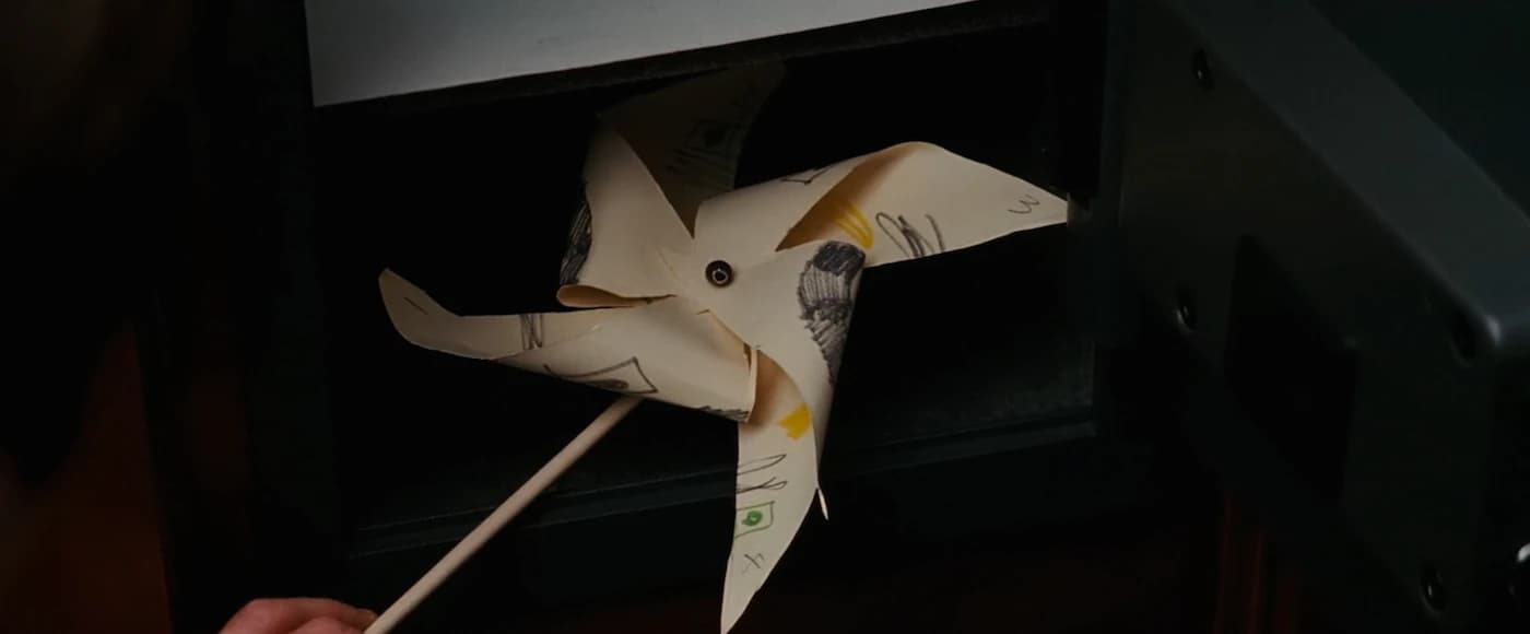 Still from Inception illustrating The Pinwheel in Fischer's Safe