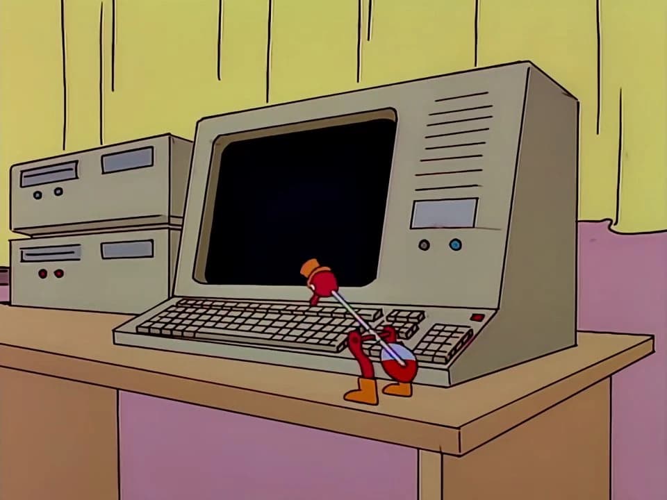 Still from The Simpsons illustrating Drinking-Bird Autopilot