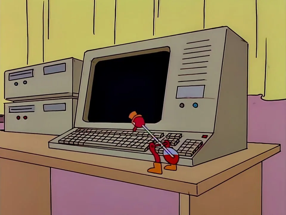 Still from The Simpsons illustrating Drinking-Bird Autopilot